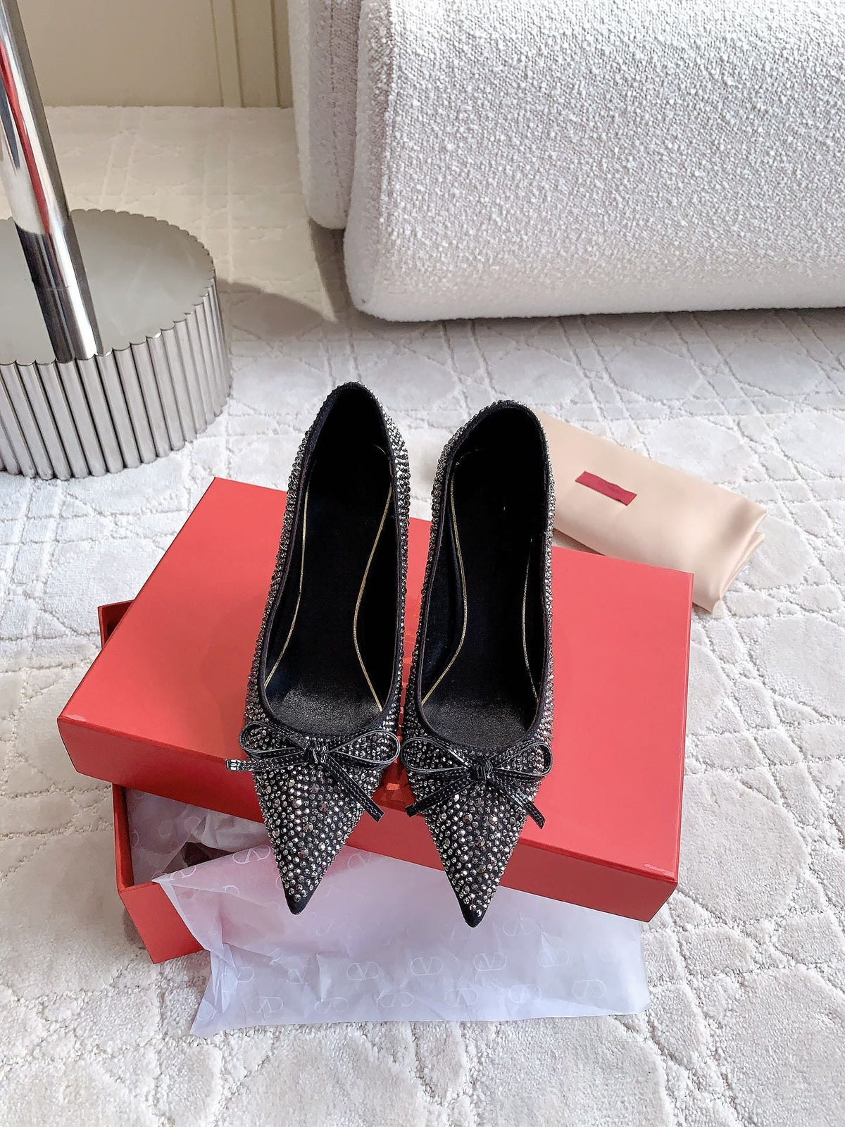 High-heels Pump Crystals 10cm Black With Crystals