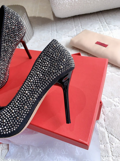 High-heels Pump Crystals 10cm Black With Crystals